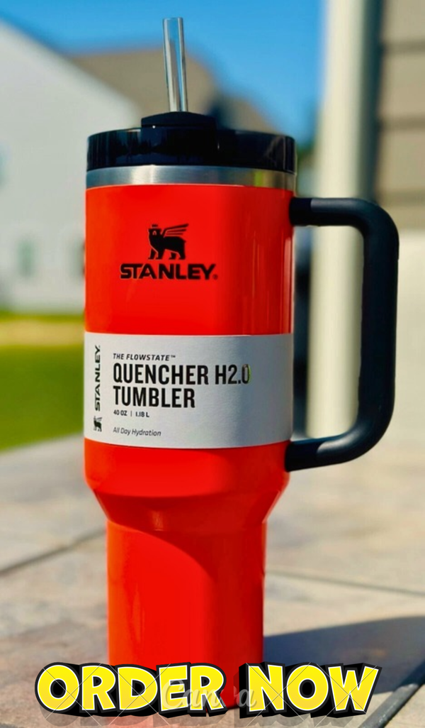 Brand New Stanley 40 oz Quencher H2.0 Tumbler w/box color NEON ORANGE